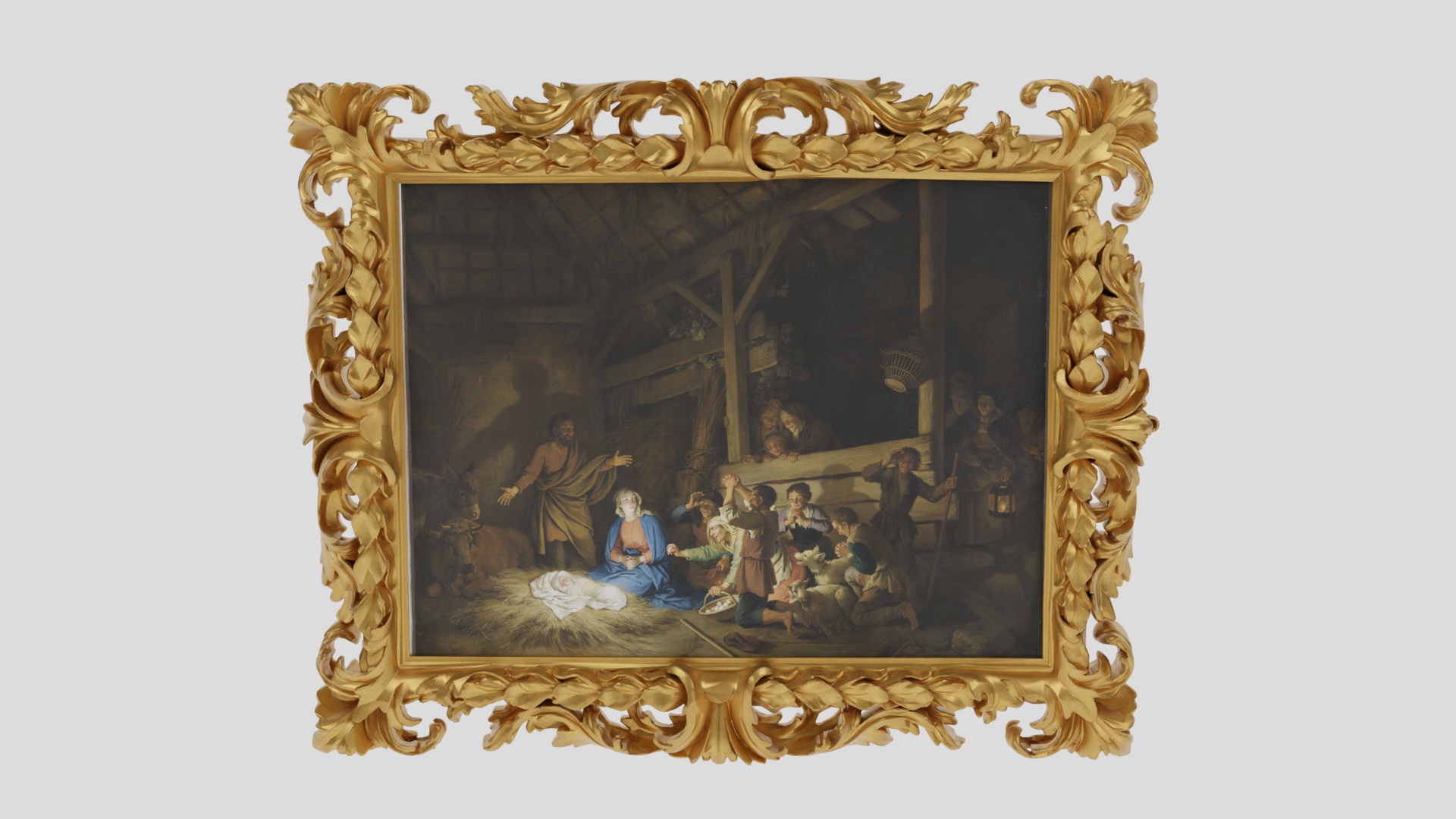Media 1 for listing Baroque Adoration of the Shepherds Painting