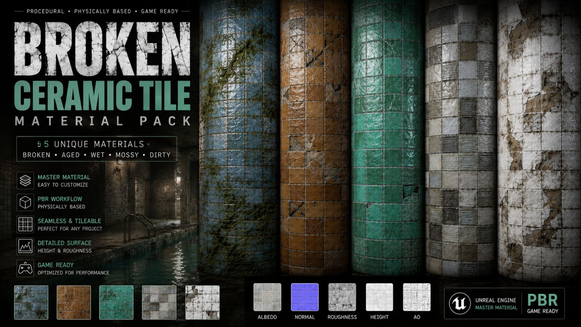 Broken Ceramic Tile Material Pack – Master Material | Fab