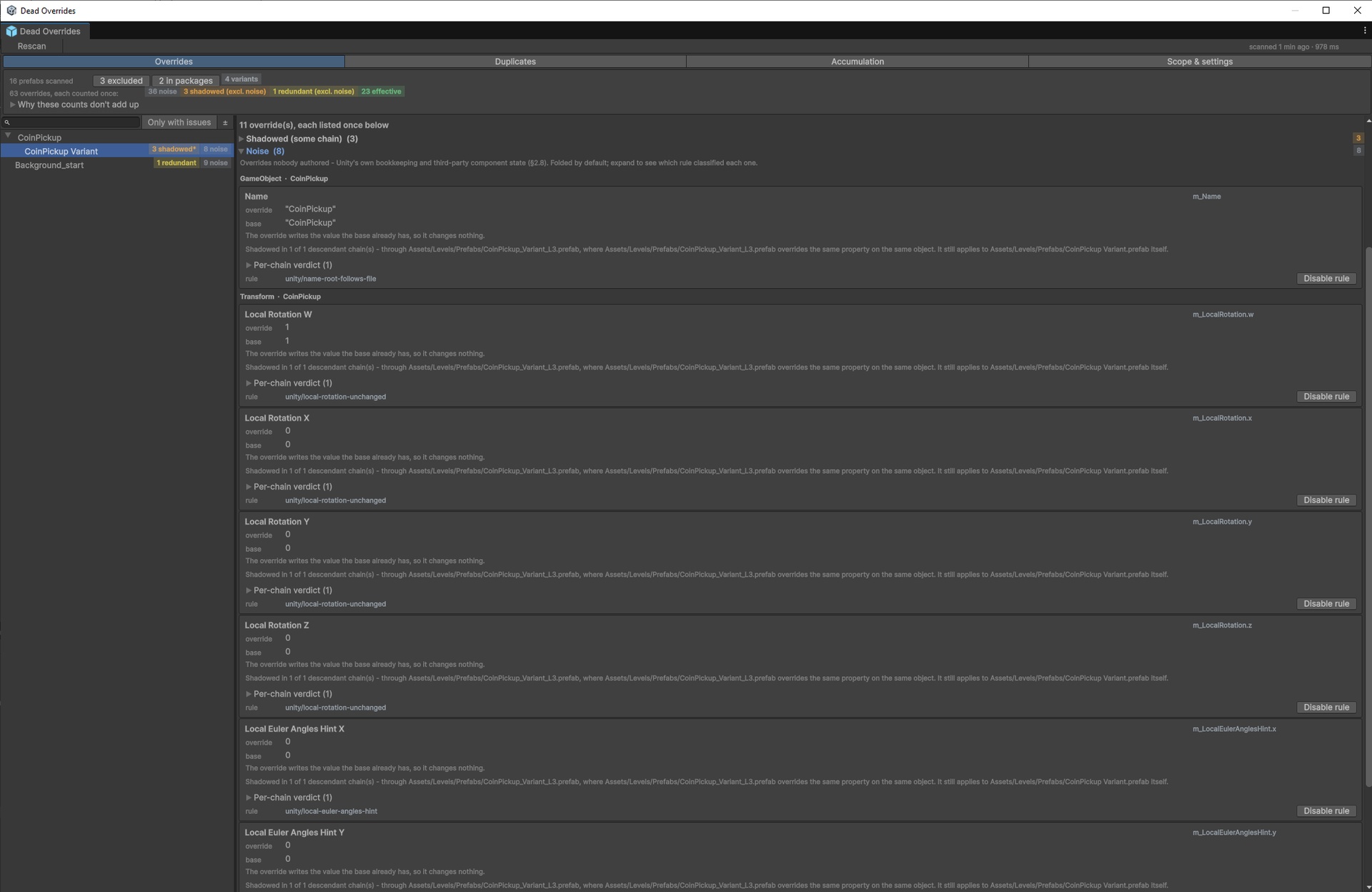 Media 1 for listing Dead Overrides - Prefab Variant & Duplicate Analyzer