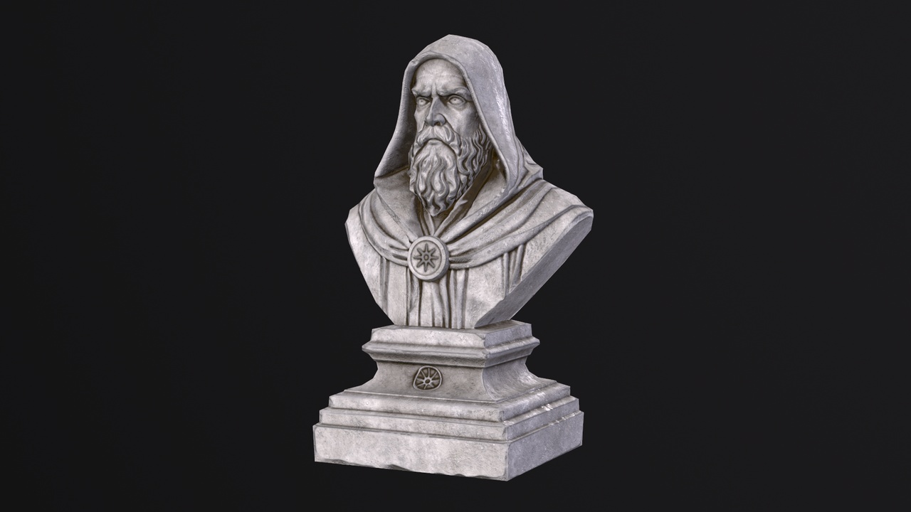 Media 1 for listing Ancient Philosopher Bust – Gothic Stone Sculpture (Low Poly, PBR)