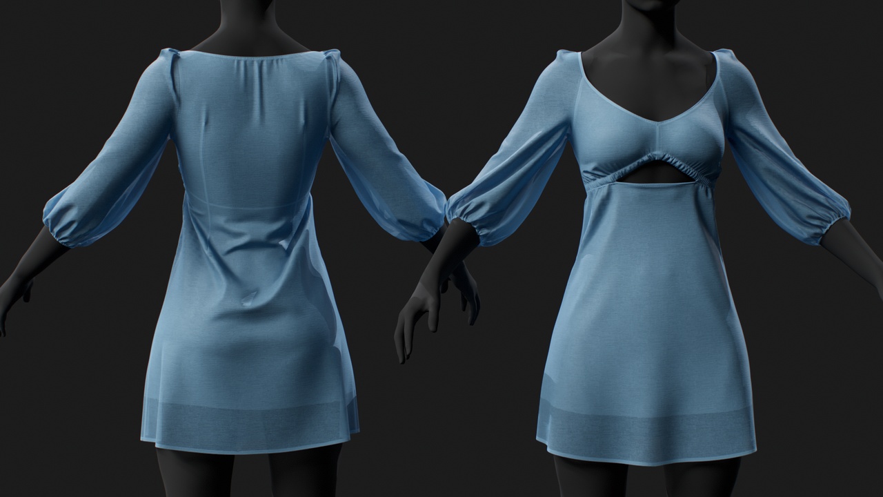 Media 1 for listing Romantic Boho Chiffon Dress for MetaHuman – Parametric Wardrobe (MHPKG)