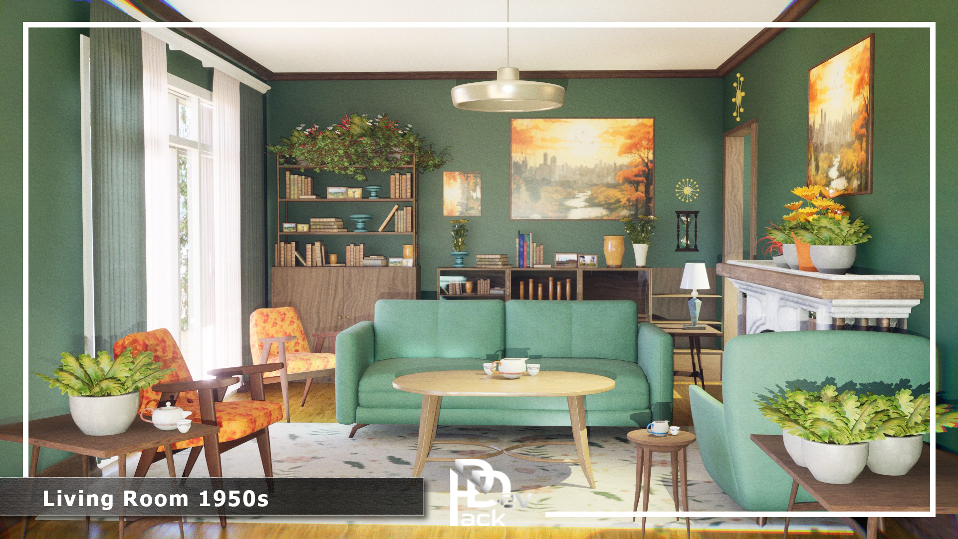1950s Living Room Wallpaper