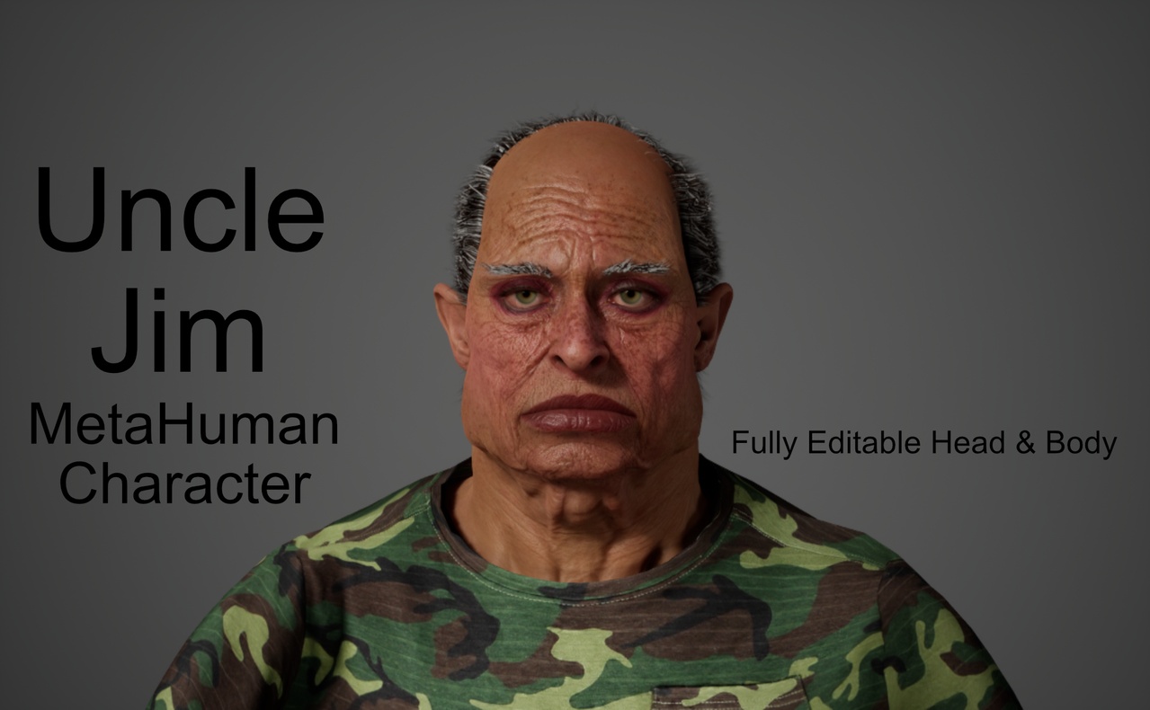 File multimediali per l'articolo Uncle Jim - Editable MetaHuman Character (Outfit & Grooms included): 1