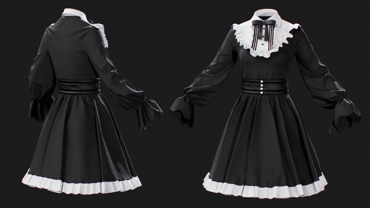Media 1 for listing Gothic Victorian Ruffle Dress for MetaHuman – Parametric Wardrobe (MHPKG)