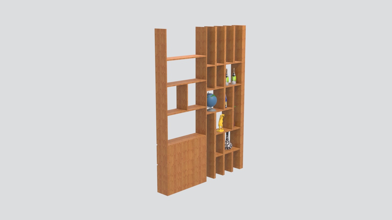 Media 1 for listing Wooden Display Shelf Partition Console Cabinet 3D Model
