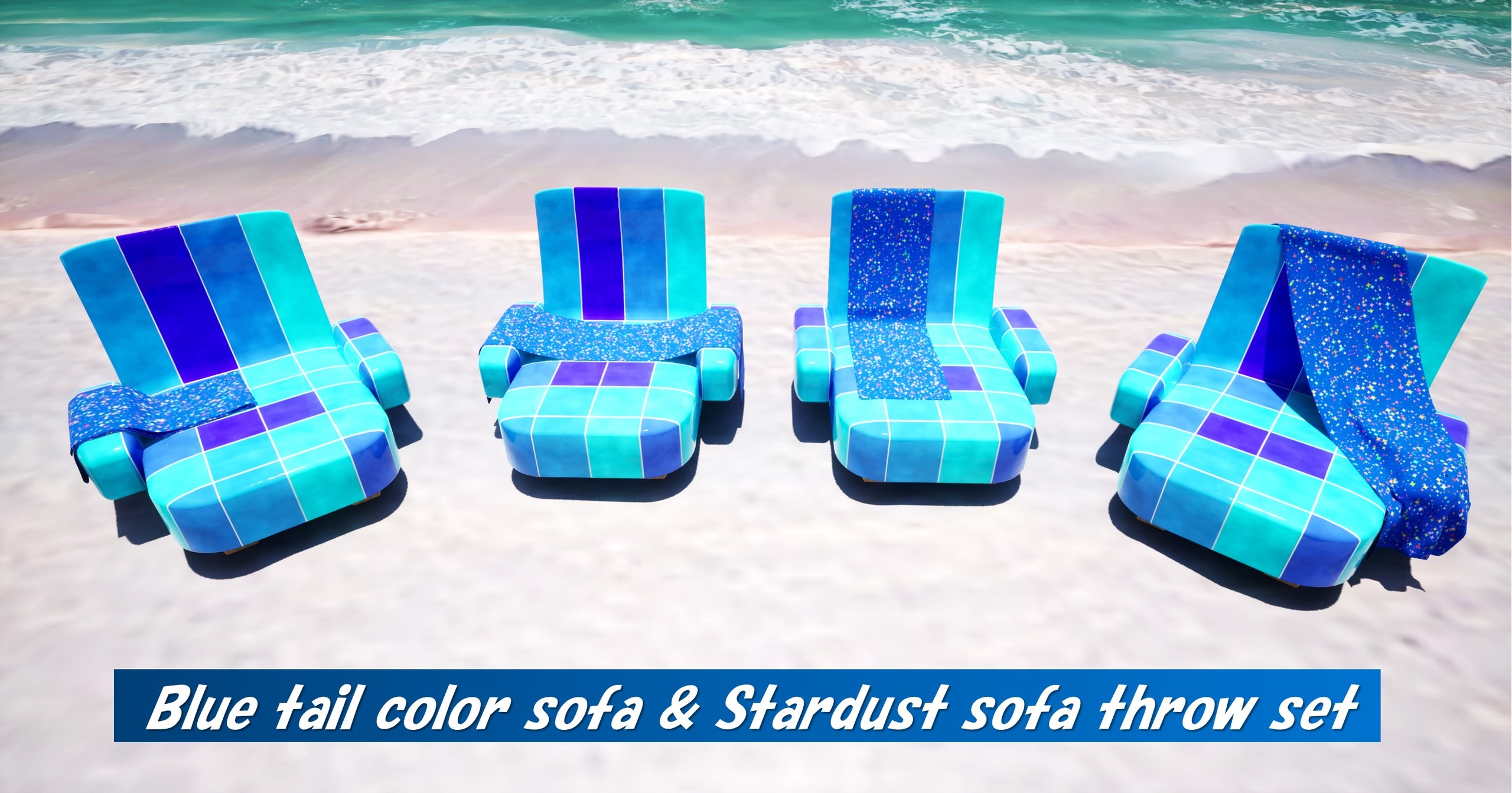 Media 1 for listing Pop Color Sofa Set1 Blue Tail Version