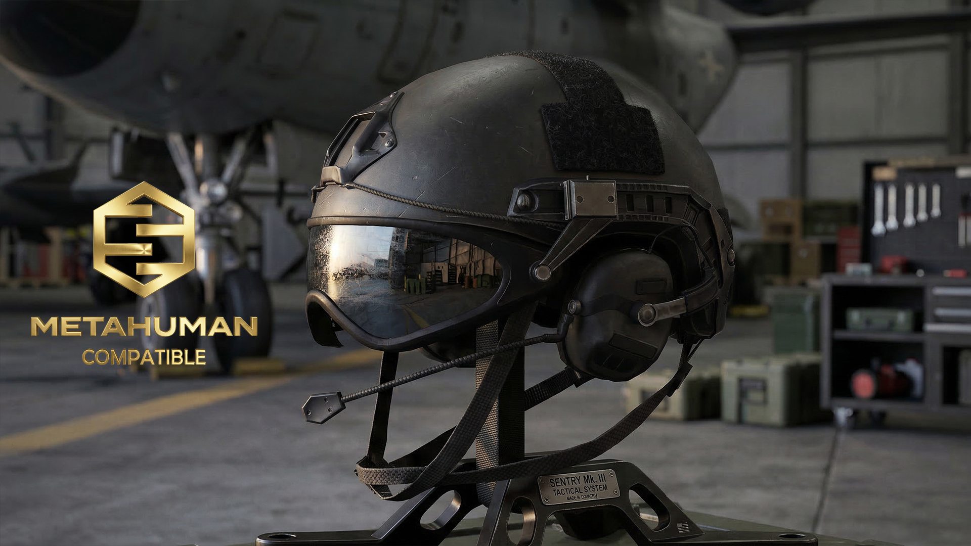 Advanced Combat Helmet with Tinted Visor and Integrated Communication ...