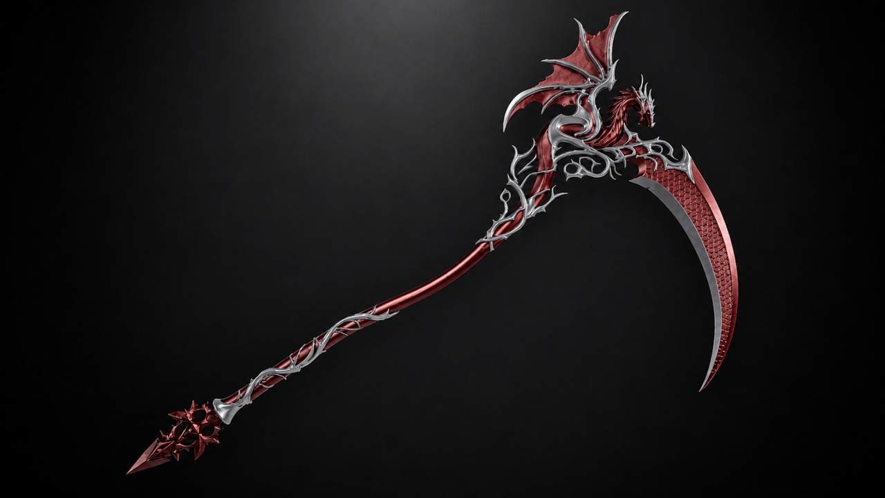 Media 1 for listing Bloodwing Scythe | Fantasy Game Ready Weapon