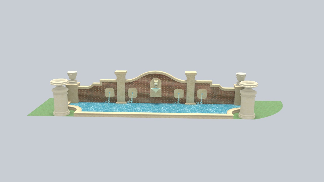 Media 1 for listing European Brick Wall Water Fountain Basin 3D Model