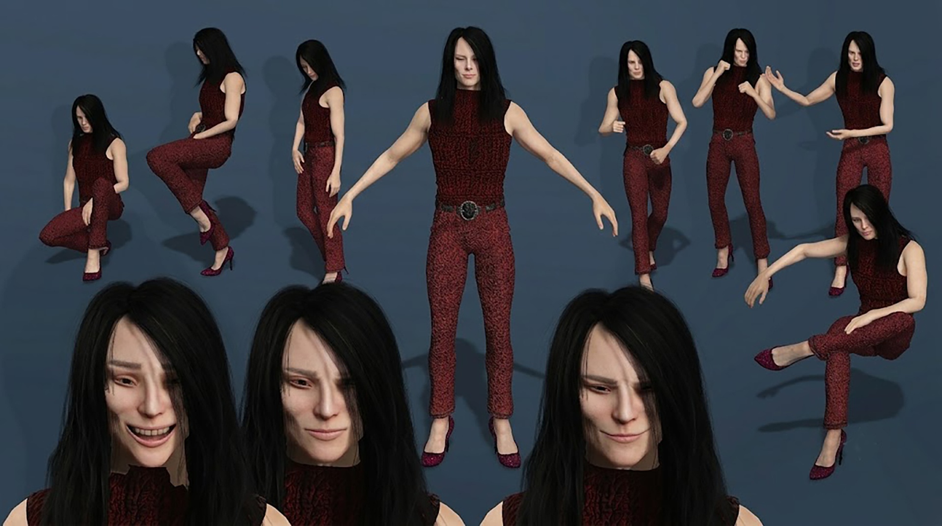 Media 1 for listing Rigged Modern Woman 3D Model with Facial Blendshapes  Expressions
