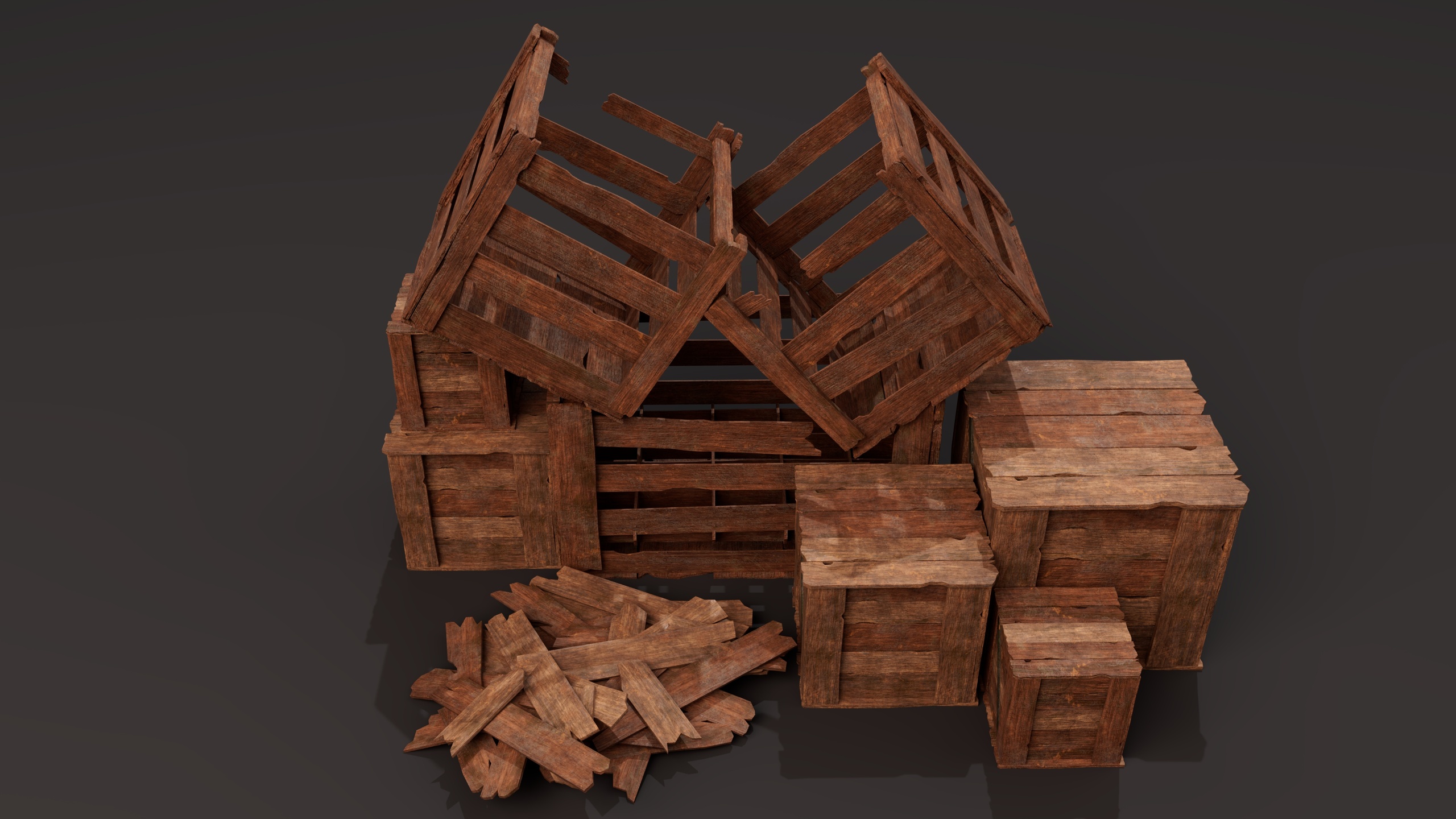 Media 1 for listing Rustic Wooden Crates Pack – Game Ready Modular Assets