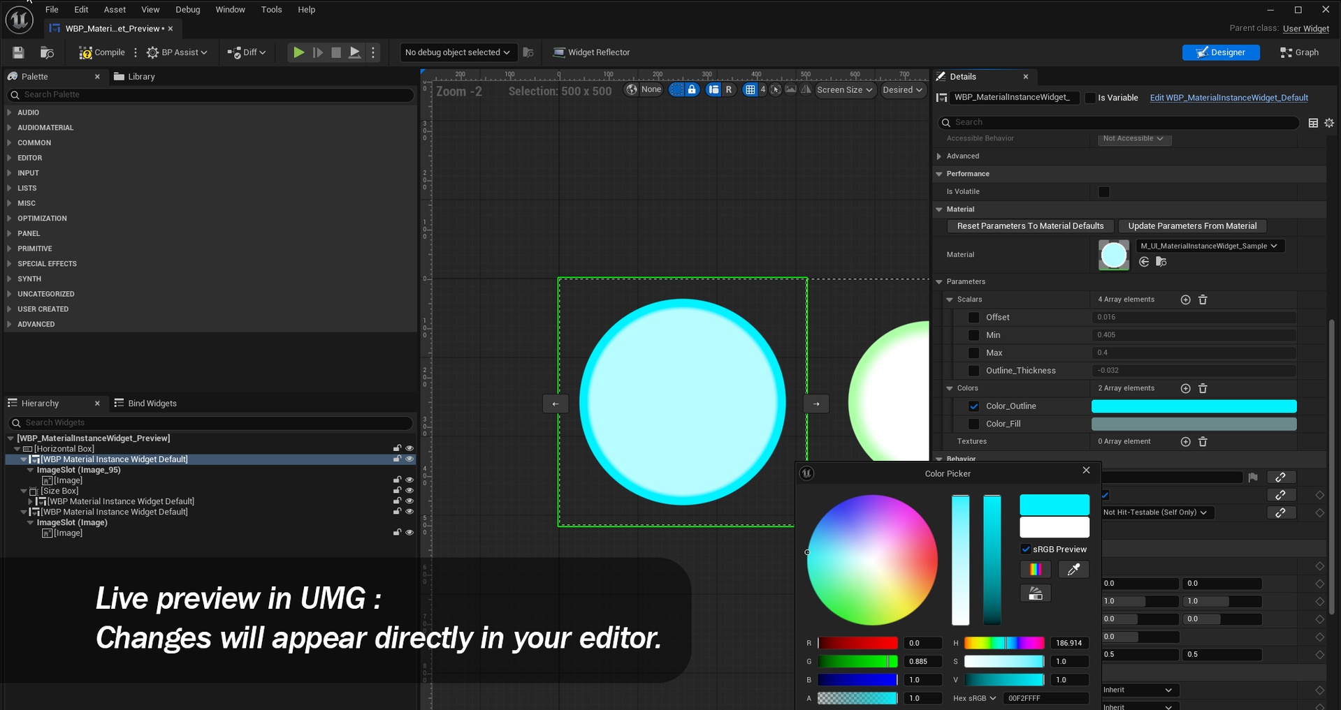 Media 1 for listing WIDGET MATERIAL INSTANCE - Edit Materials directly inside UMG !