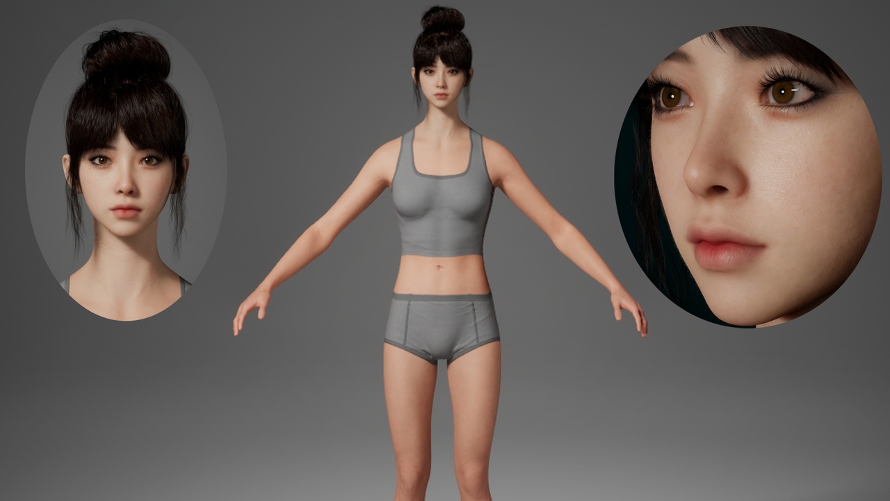 Media 1 for listing Editable MetaHuman female character - Gan Xuan.With hair, no clothing included.