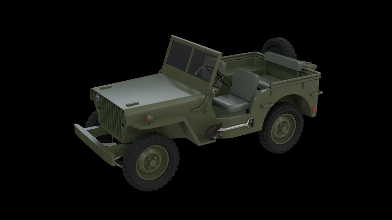 Media 1 for listing Willys MB Jeep WWII 3D Model Military Jeep Game Ready PBR