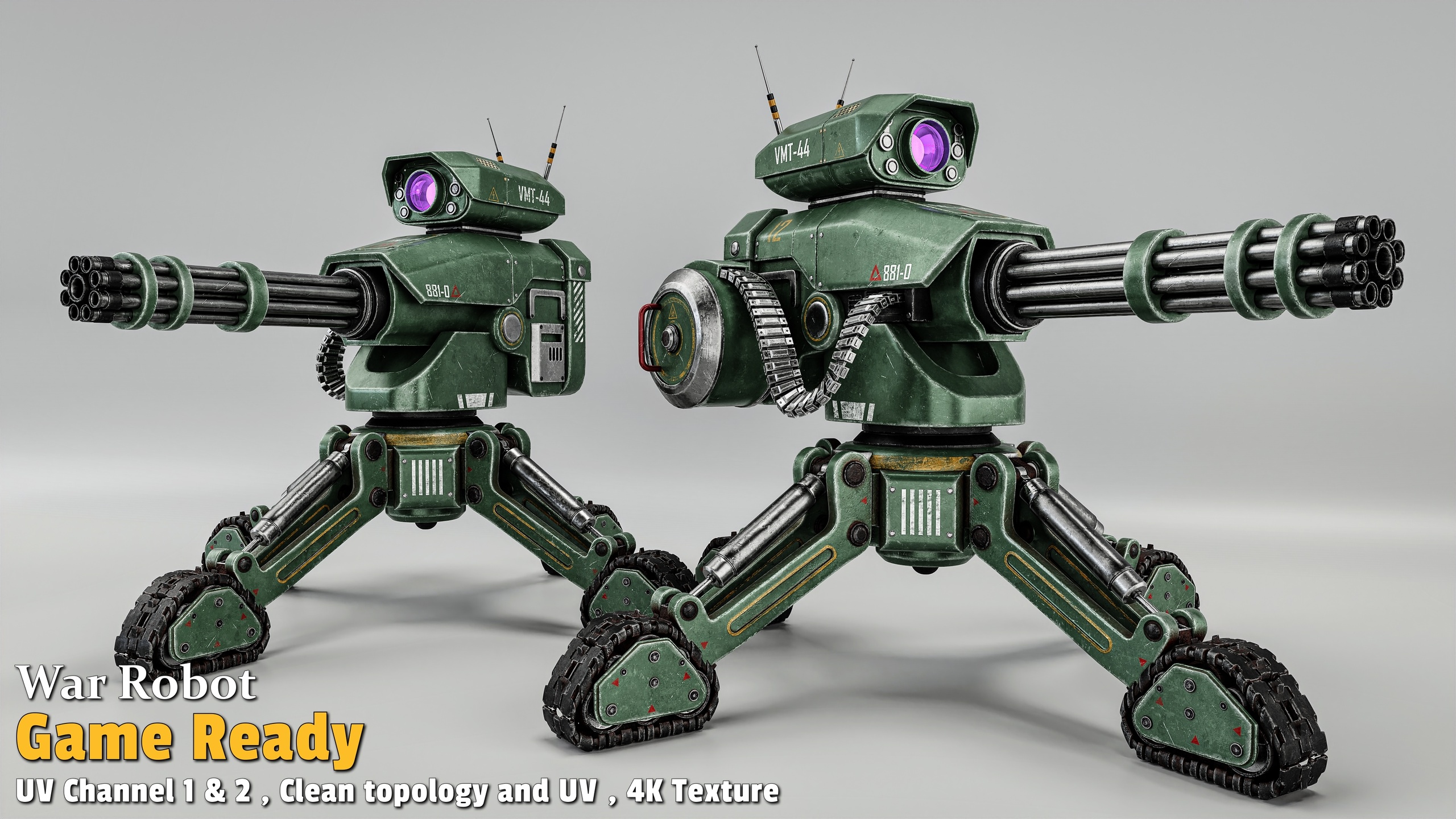 Media 1 for listing Sci-Fi Combat Robot (Game-Ready)