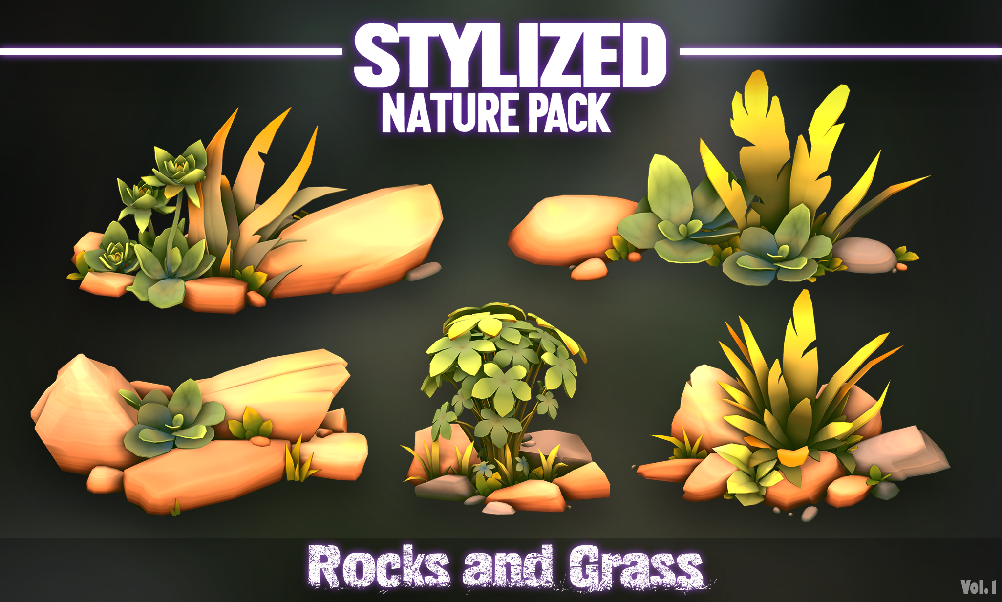 Slava Pack Rocks Stylized Nature Pack Rocks and Grass | Fab