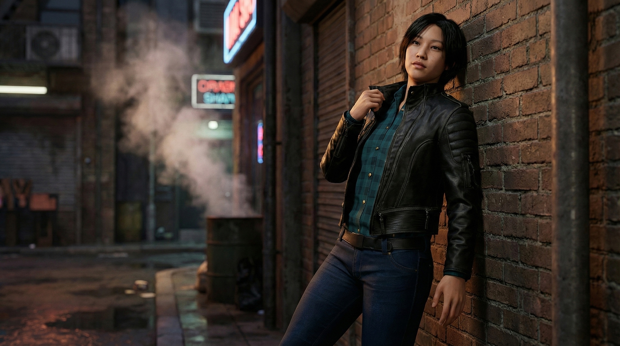 Media 1 for listing Metahuman compatible Rugged Streetwear Set Leather Jacket Outfit
