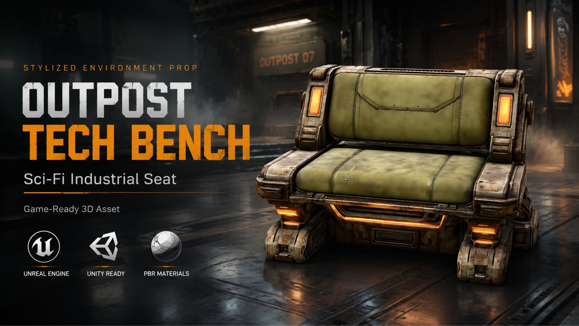 Media 1 for listing Outpost Tech Bench – Sci-Fi Industrial Seat