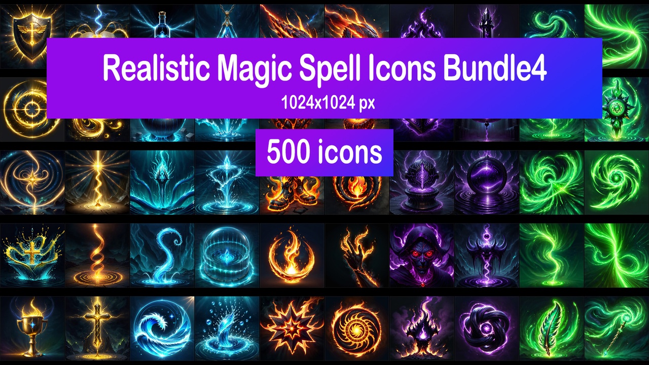 Media 1 for listing Realistic Magic Spell Icons Bundle4