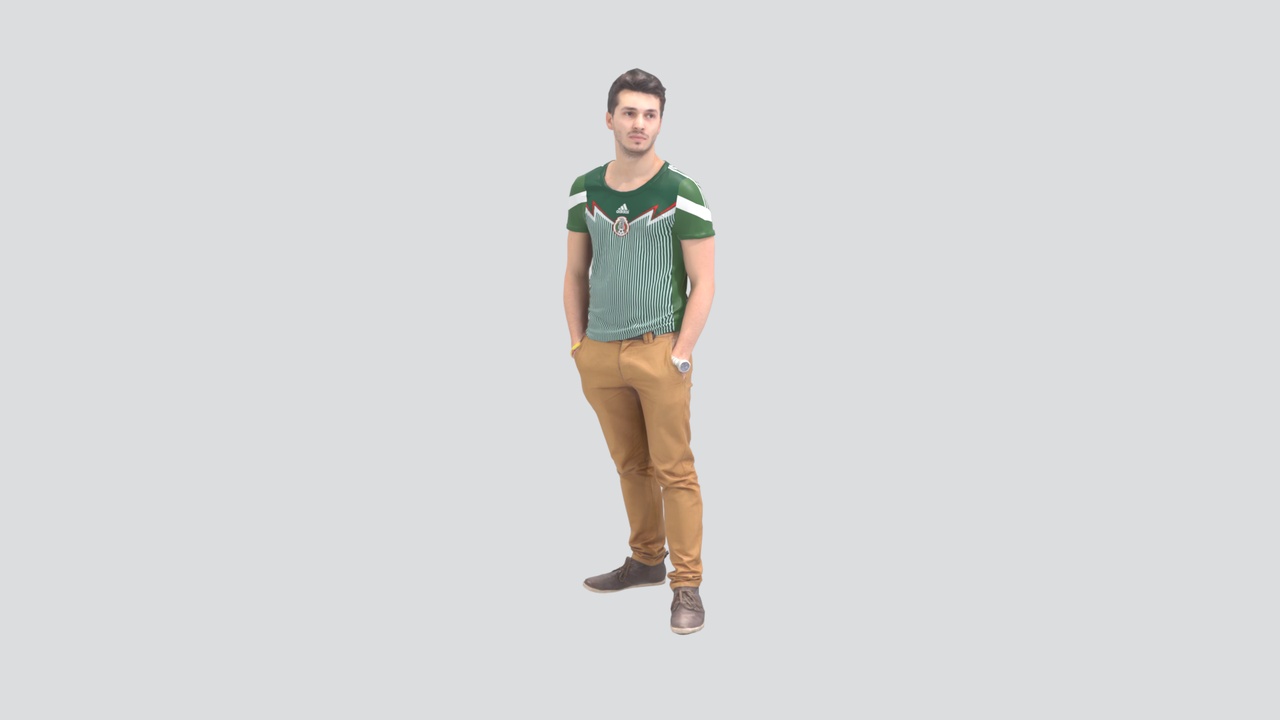 Media 1 for listing Casual Young Man in Green Polo Shirt 3D Model