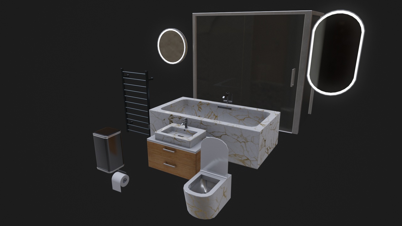 Media 1 for listing Modern Luxury Bathroom Props Pack - Game Ready (PBR / v1.0)
