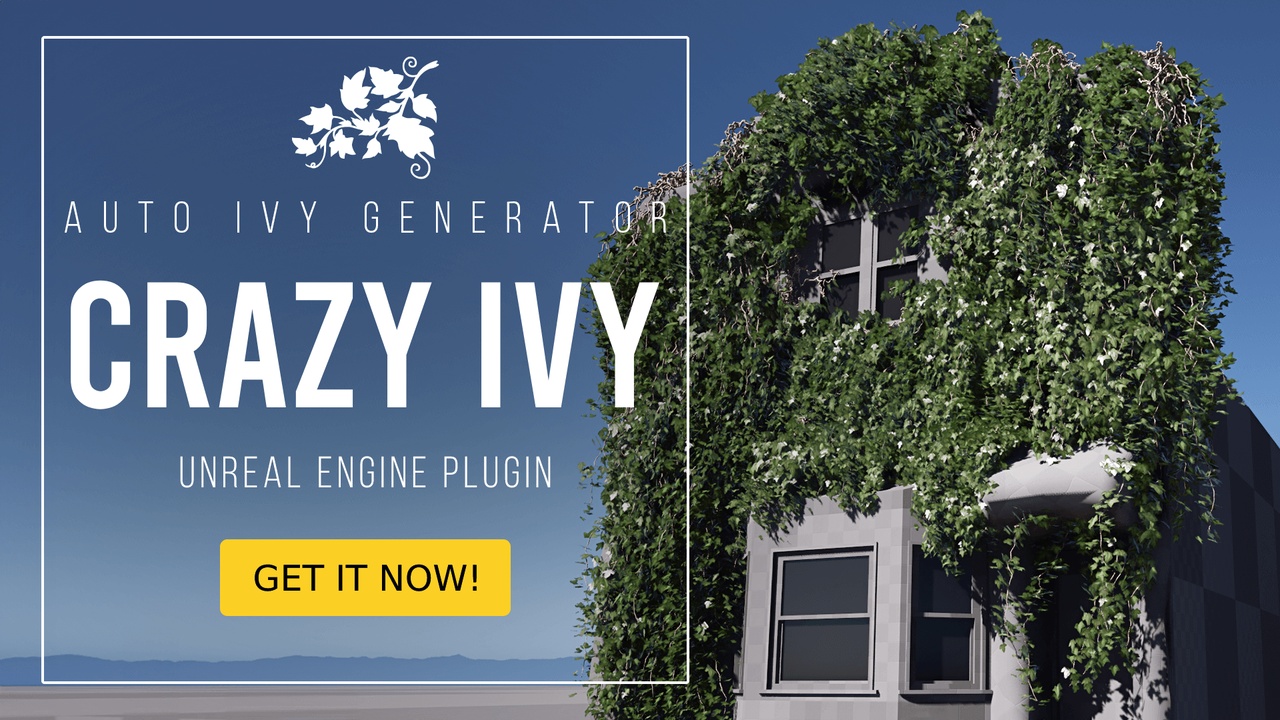 Media 1 for listing Crazy Ivy Realistic Ivy Generator Vine Plugin - Grow Procedural Plants in Editor