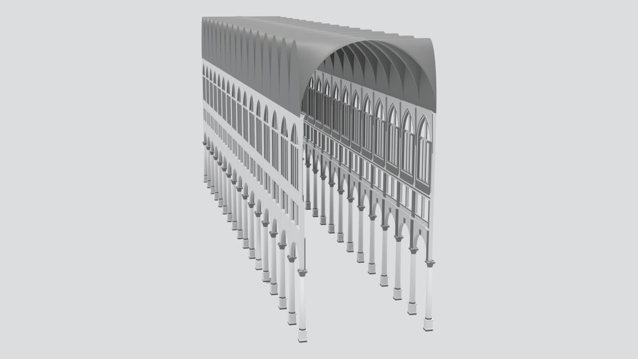 Media 1 for listing Long White Classical Arcade Colonnade Walkway 3D Model