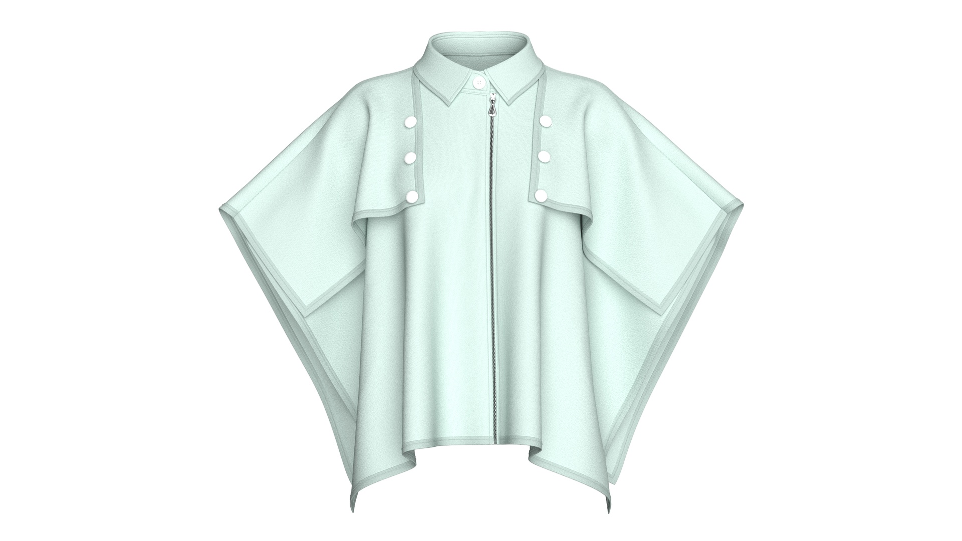 Media 1 for listing Girls Flap Button Zip Up Cape Jacket | High Poly