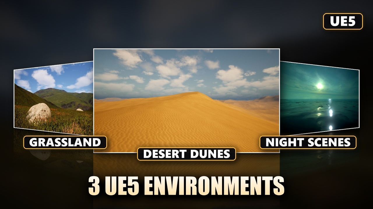 Media 1 for listing Open-World Grassland, Desert Dunes & Night Scenes Bundle for Unreal Engine 5