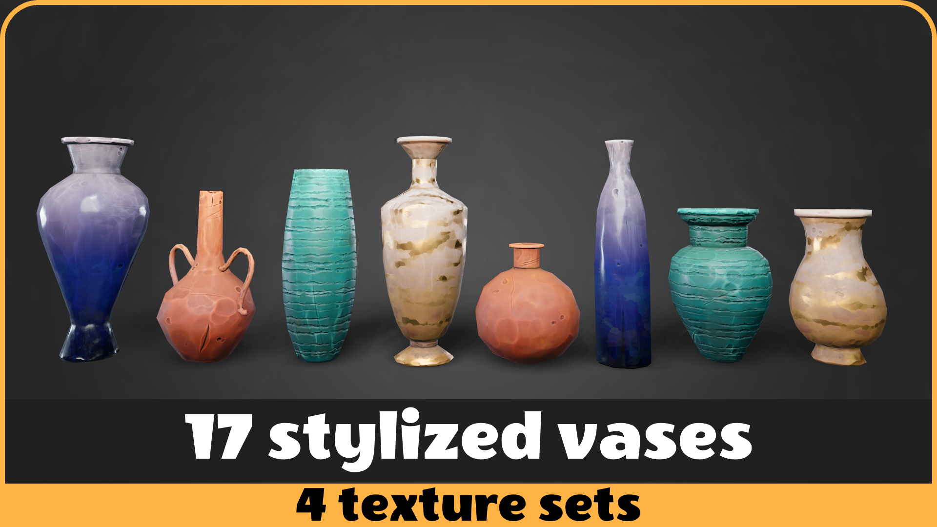 Stylized Vase Pack – 17 Unique Models + 4 Texture Sets | Fab