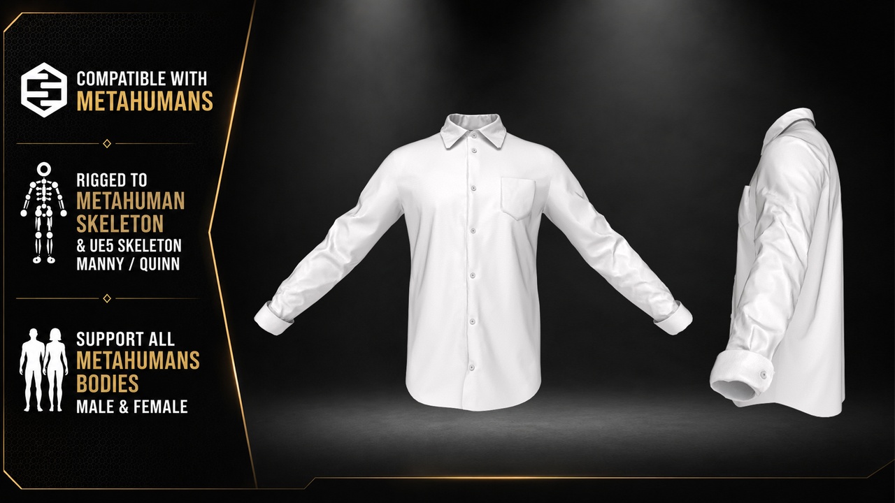 Media 1 for listing Classic Oxford Shirt for MetaHumans (UE5)
