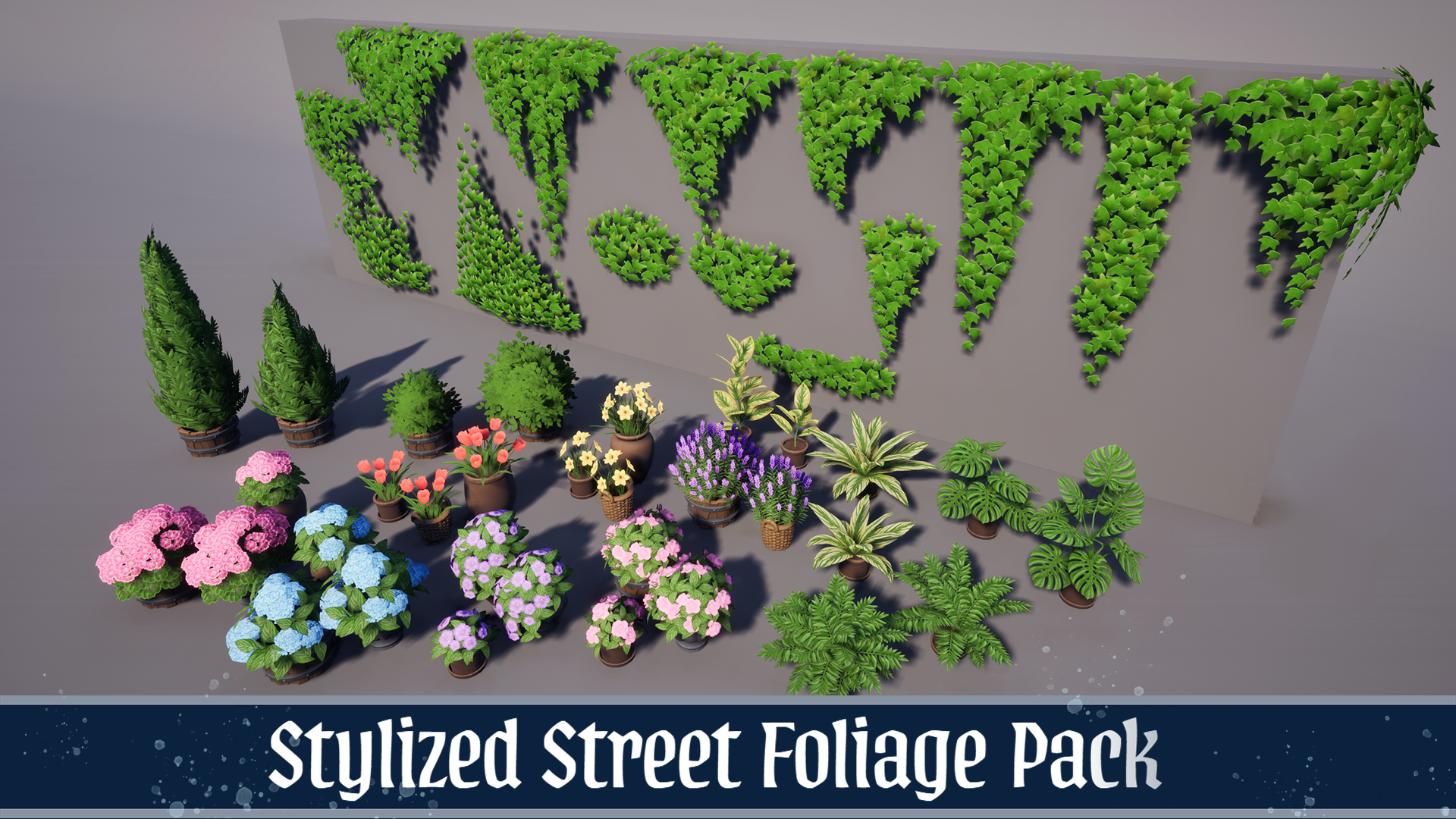 Stylized Street Plants Flowers Ivy Vines Pack | Fab