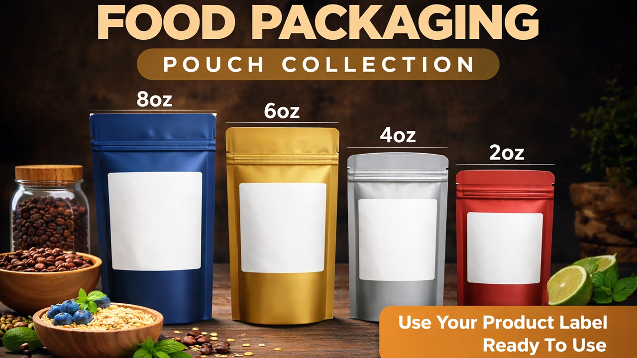 Multimedia 1 dla listy Food Packaging Pouch Collection | 4 Sizes Stand-Up Ziplock Bags | Food Packaging