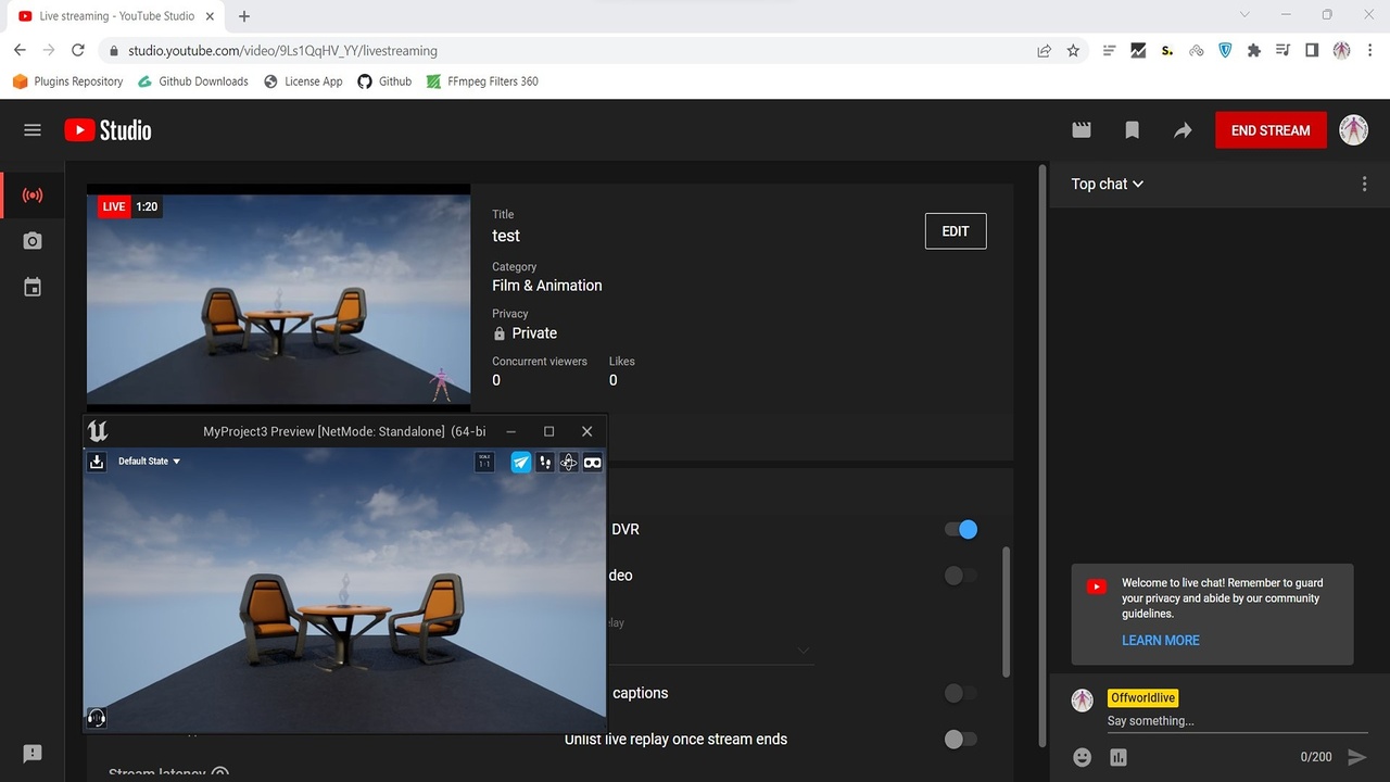 Media 1 for listing RTMP/SRT/RTSP & MP4/MOV/AVI/MKV output direct from Unreal Engine