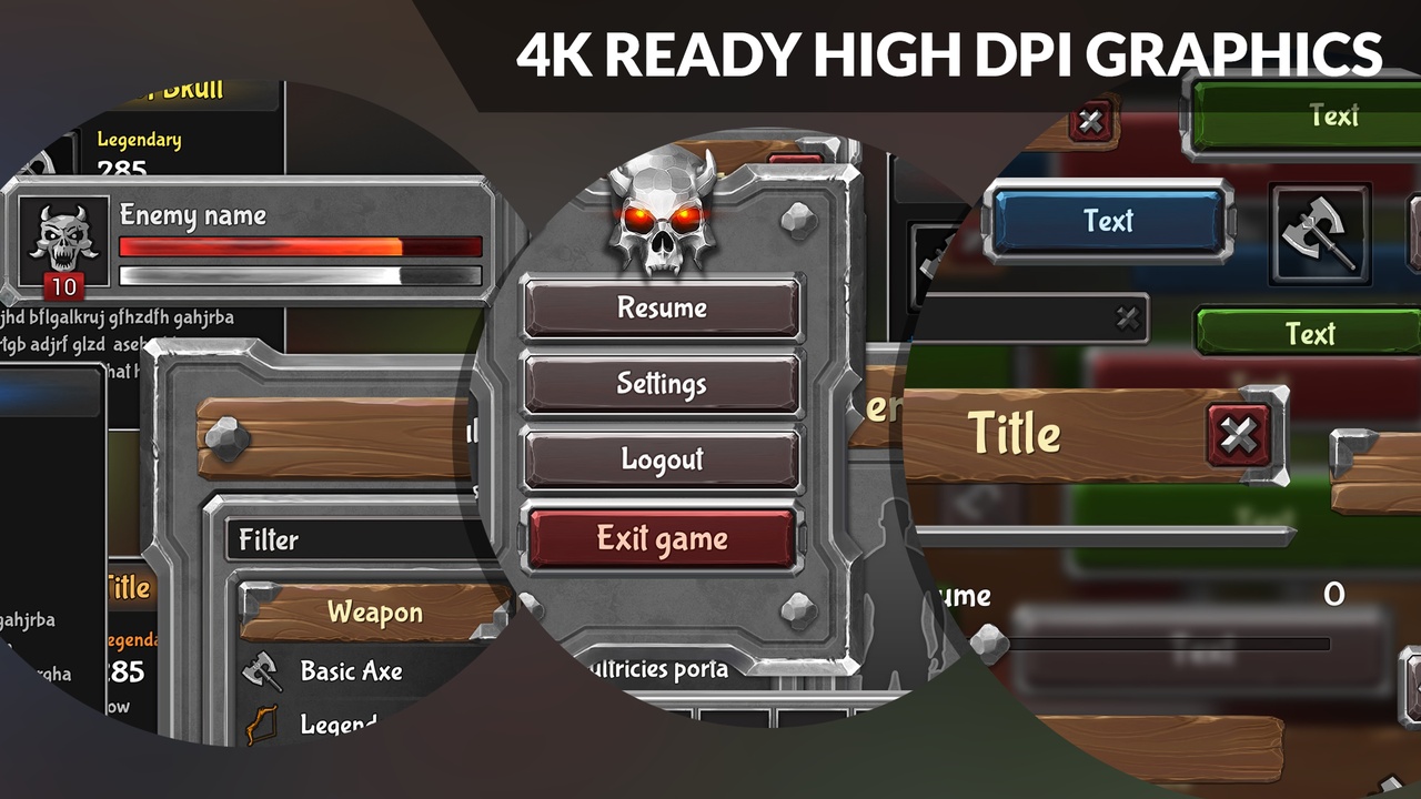 Media 1 for listing 4k Fantasy Stone And Wood GUI / UI kit + over 400 png + 142 widget blueprints