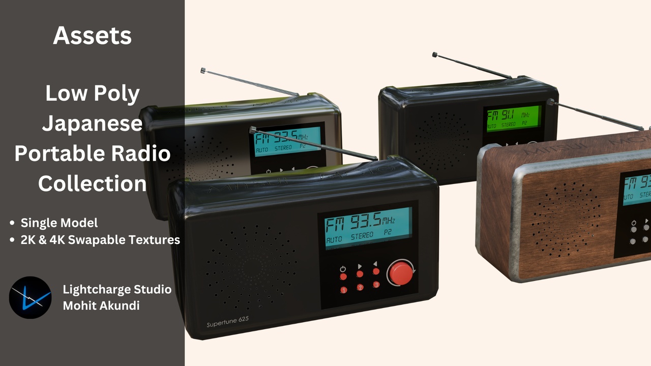 Media 1 for listing Japanese Portable Radio Collection | Bluetooth Speaker | Low Poly