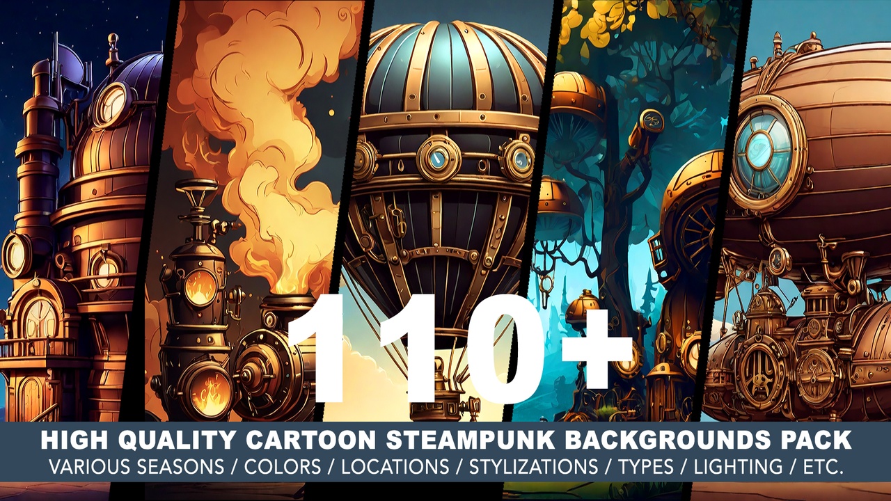 Media 1 for listing 110+ STEAMPUNK BACKGROUNDS