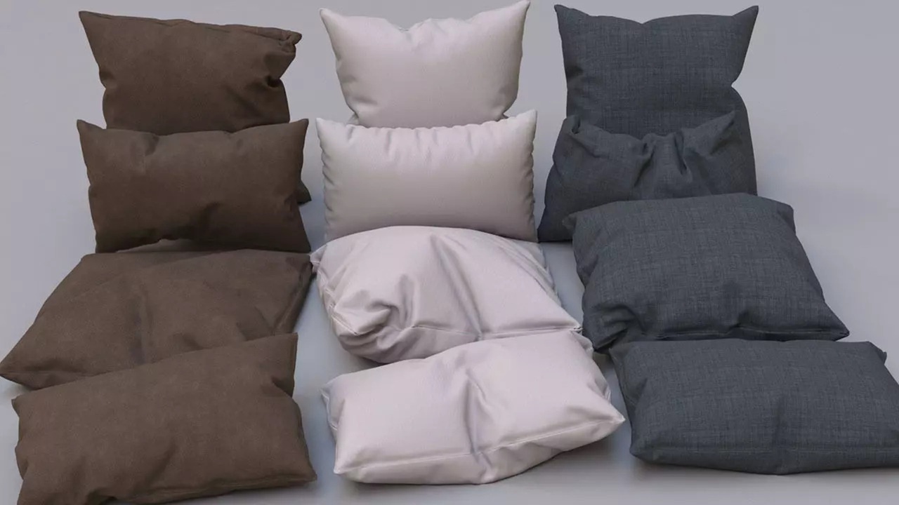 Media 1 for listing Realistic Fabric Pillow Set – 12 Decorative Cushions (3 LOD Levels) 3D Model