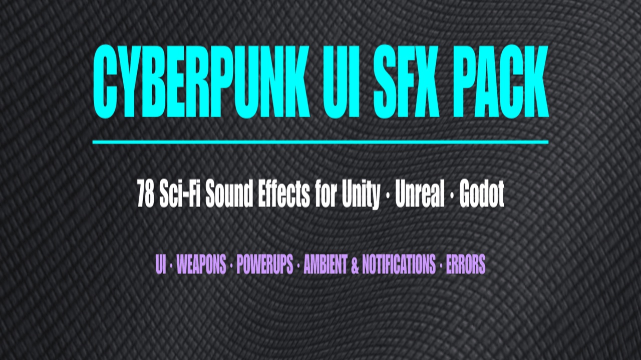 Media 1 for listing Cyberpunk UI SFX Pack — 78 Sci-Fi Sound Effects