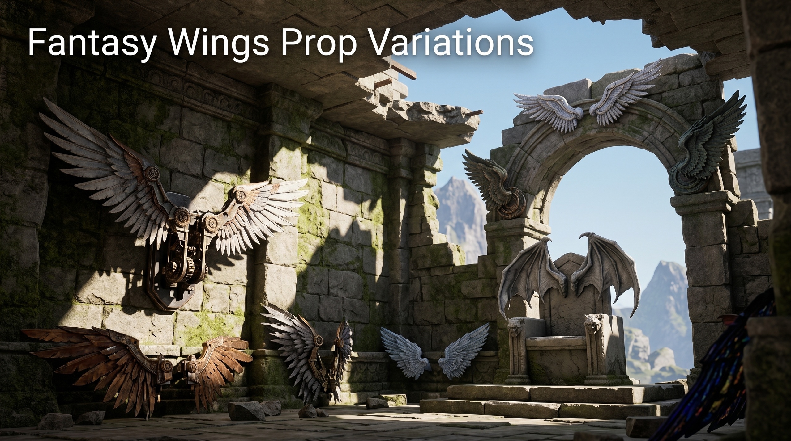Media 1 for listing Fantasy Wings Prop Variations 3D Asset Pack