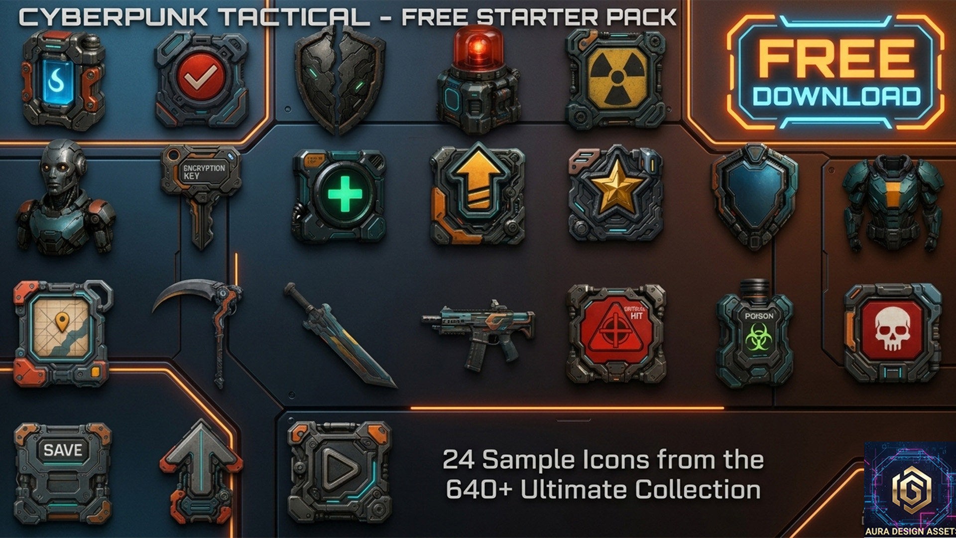 Cyberpunk Tactical Icons - Free Starter Pack | Fab