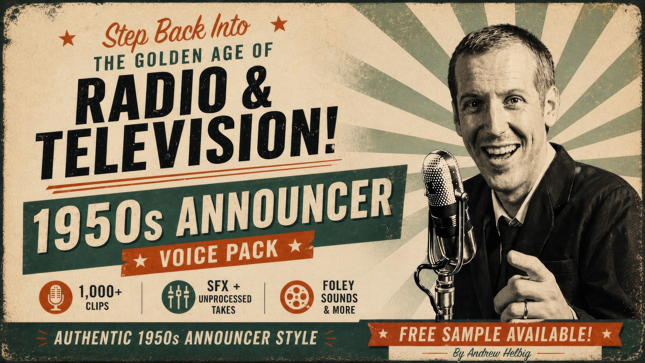 Media 1 for listing 1950s Announcer — Prime Time Library (Voice Pack)
