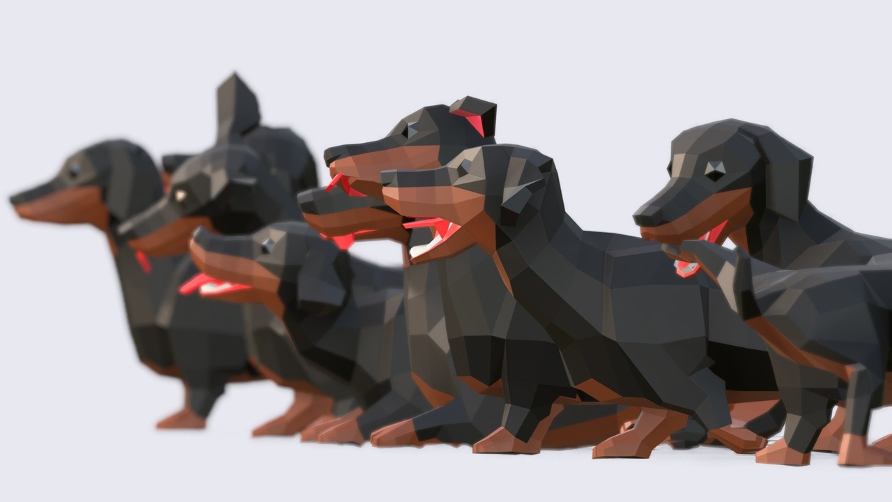Media 1 for listing Low Poly Dachshund Dog