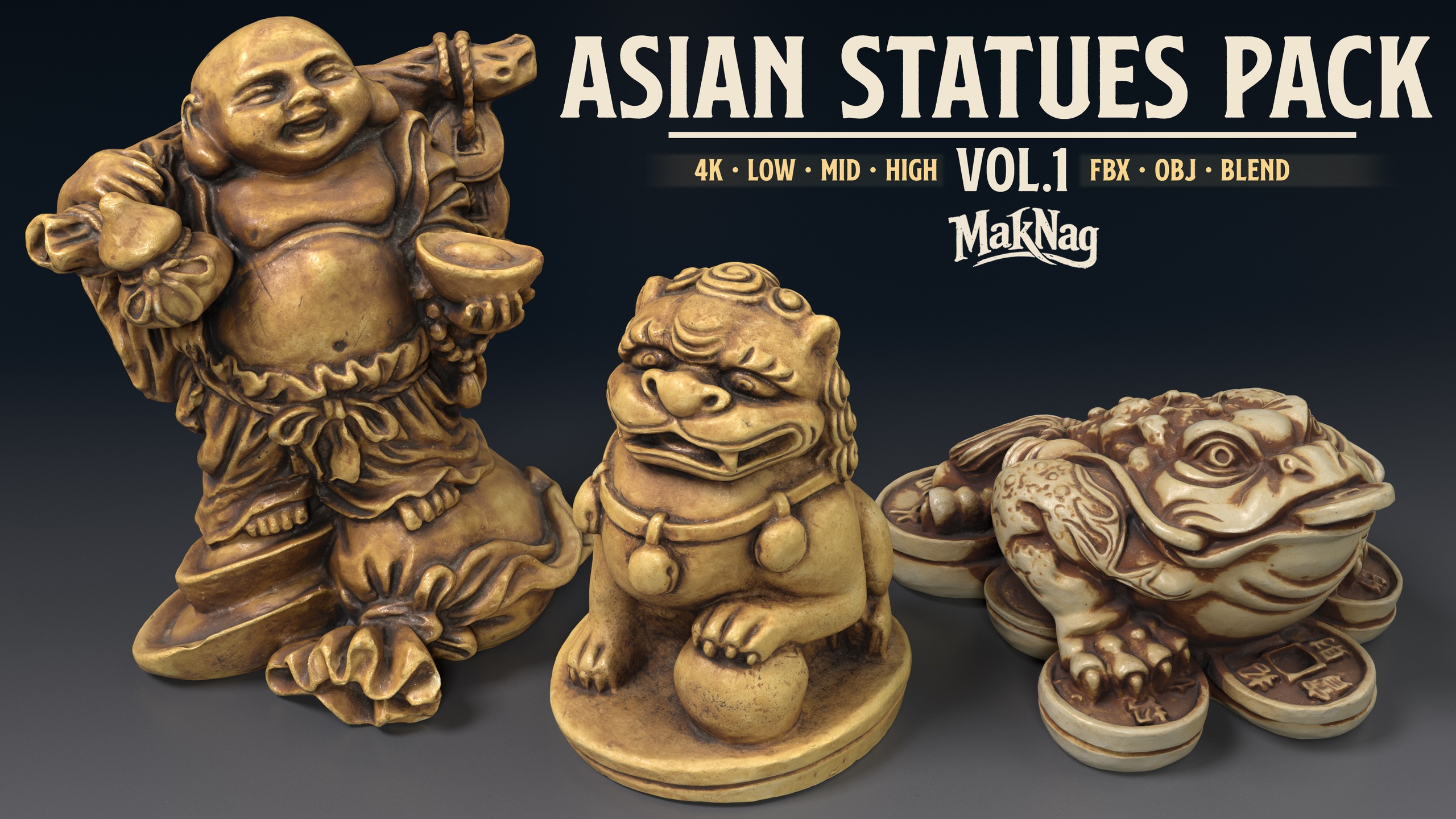 Media 1 for listing Asian Lucky Statues Collection. Statues Pack VOL.1