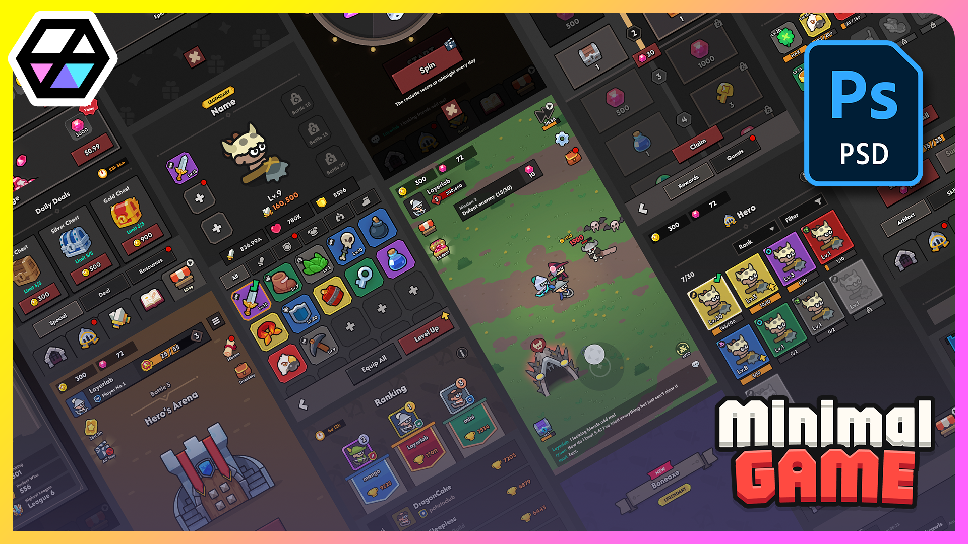 GUI Pro - Minimal Game Dark(+PSD) | Fab