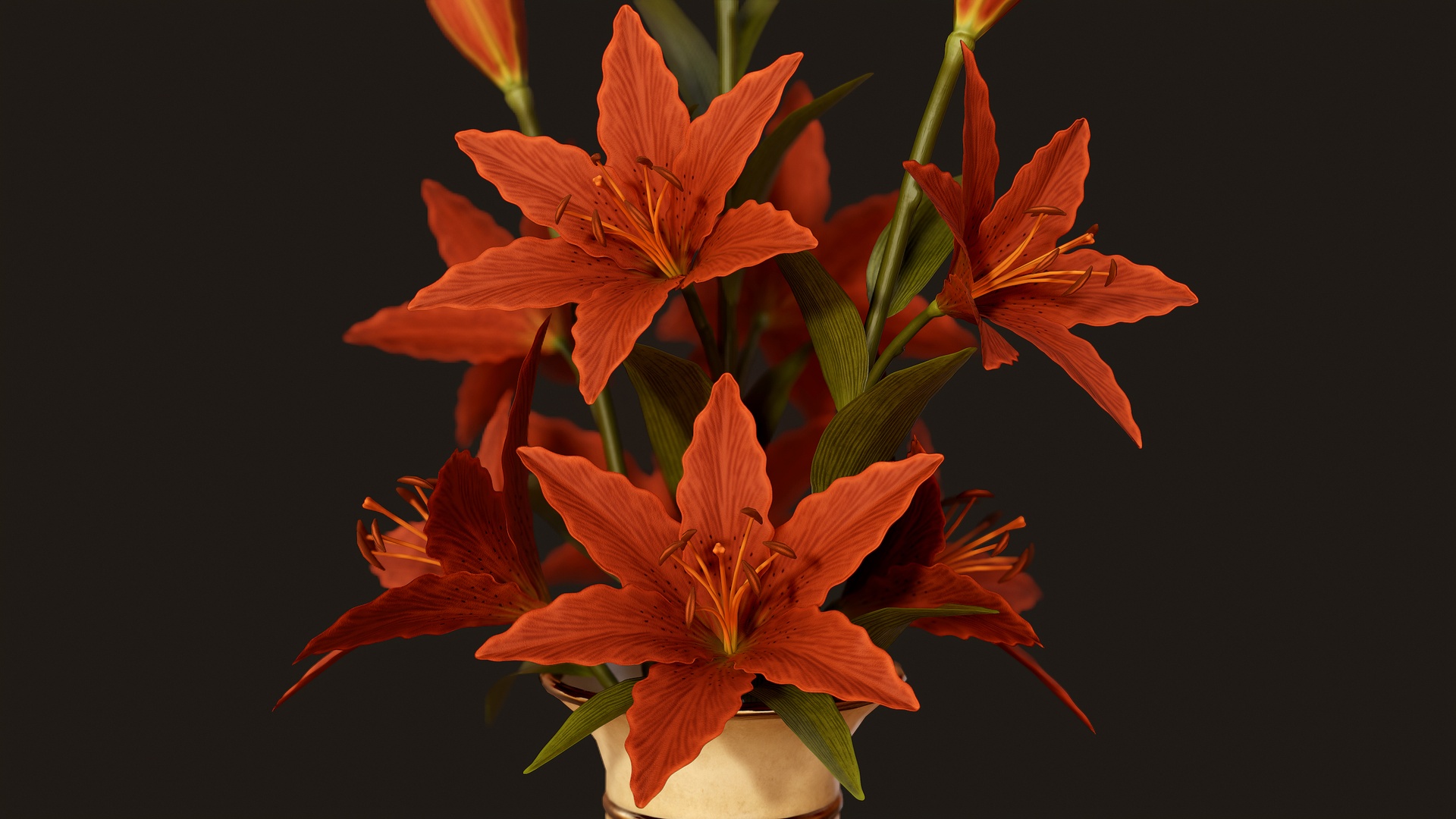 Media 1 for listing Vase with Red Lilies