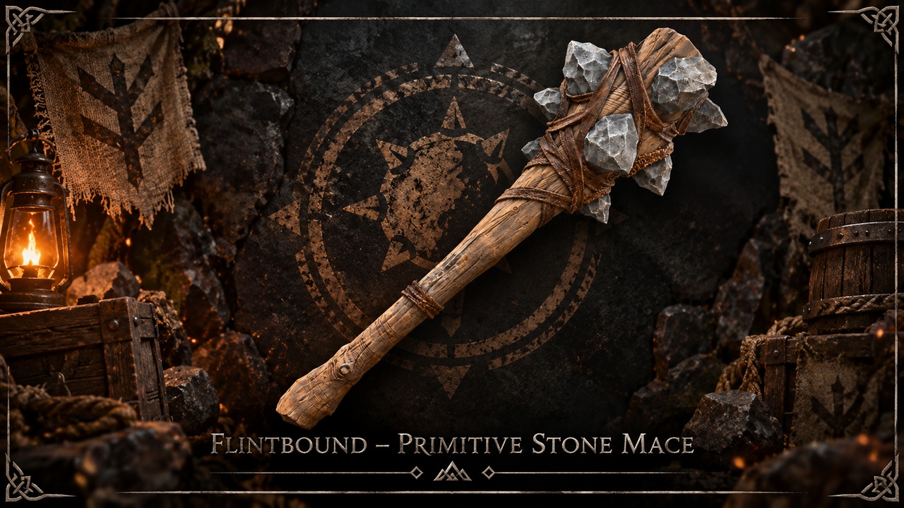 Media 1 for listing Flintbound – Primitive Stone Mace