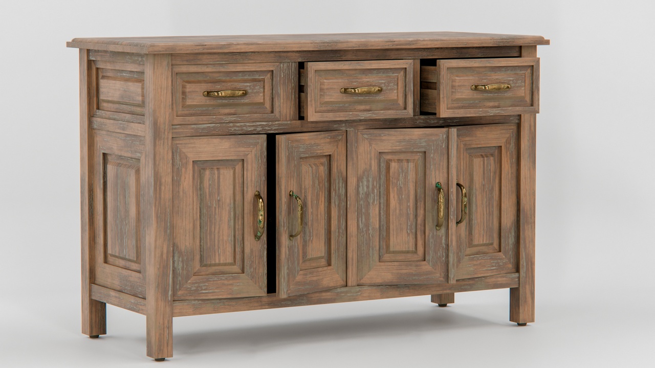 Media 1 for listing Rustic Vintage Wooden Sideboard Buffet Cabinet with Drawers