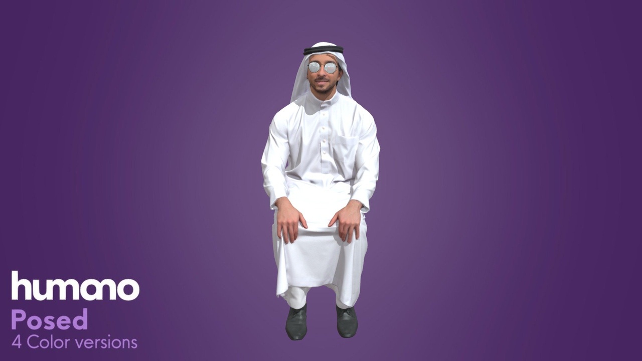 Media 1 for listing Posed Arab Man Sitting - Humano 062-6729