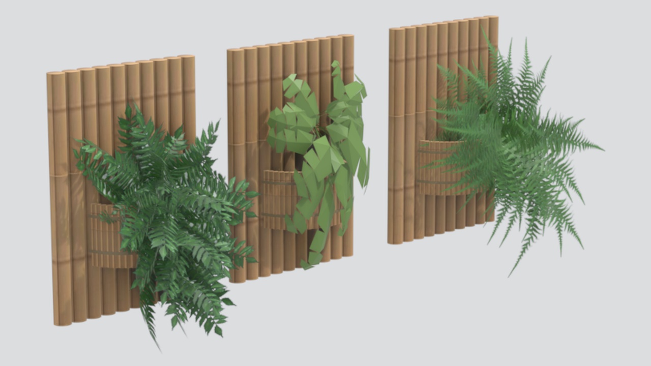 Media 1 for listing Bamboo Screen Panels with Fern and Plant Decor 3D Model